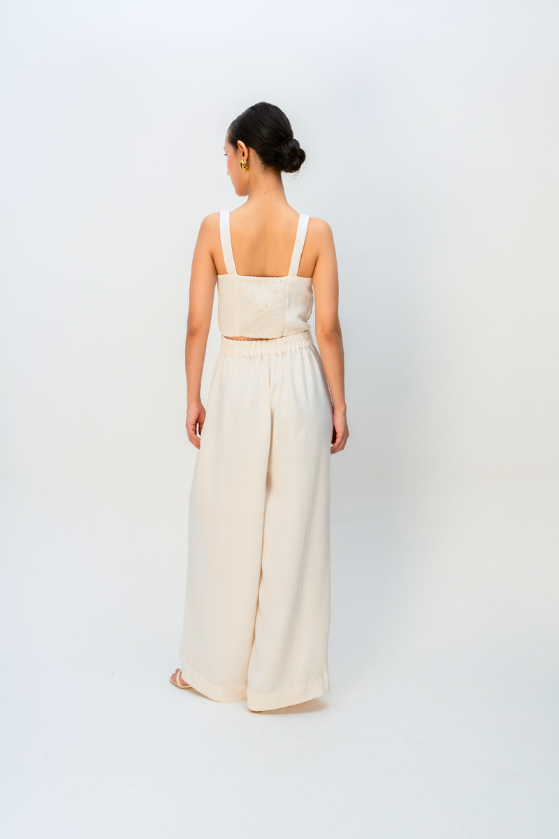 DAYLIGHT EASE TROUSER crepe pant/trouser by Ode to Odd in off white for women in Singapore