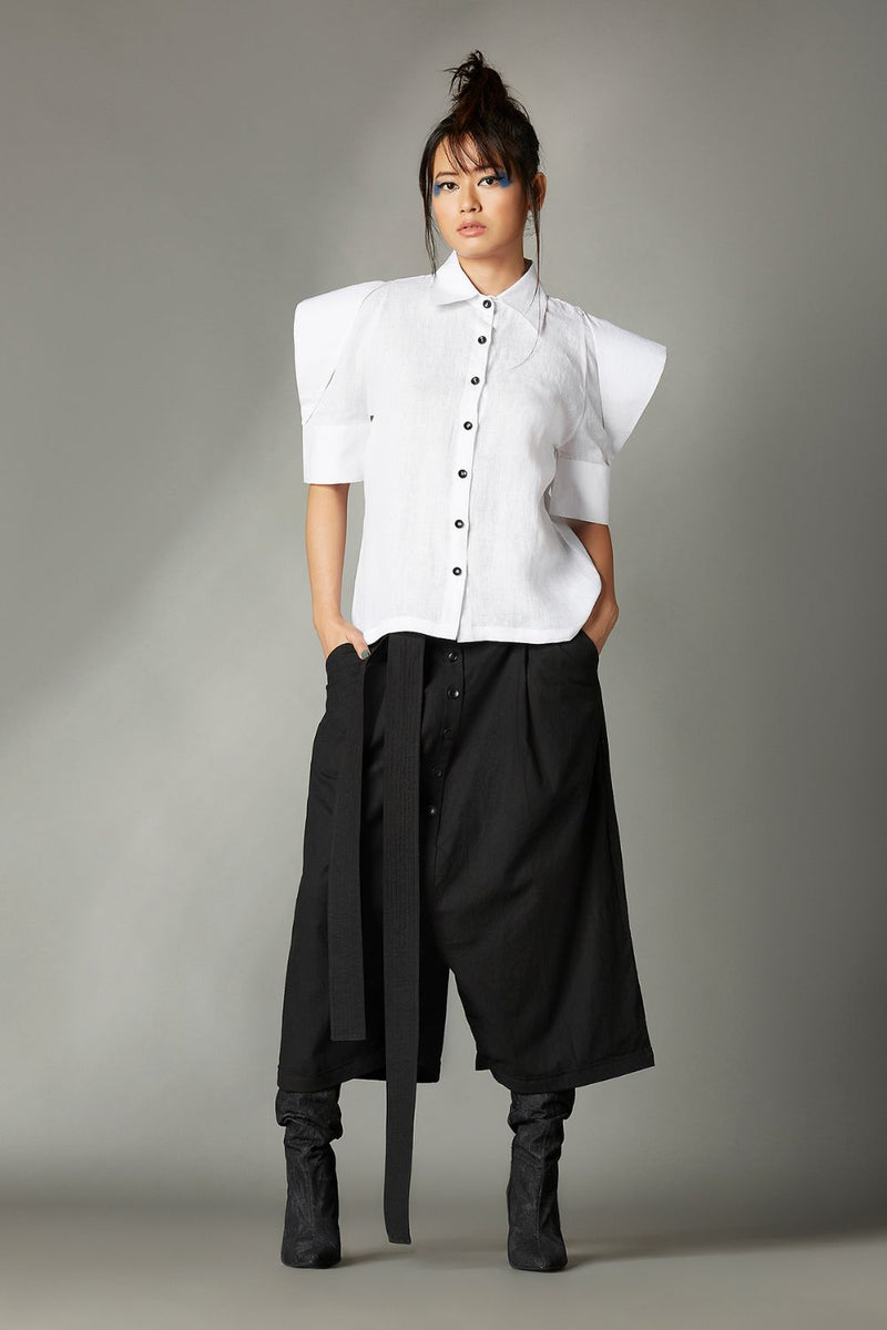 Drew Trousers in Black cotton by Chola in black color for women in Singapore