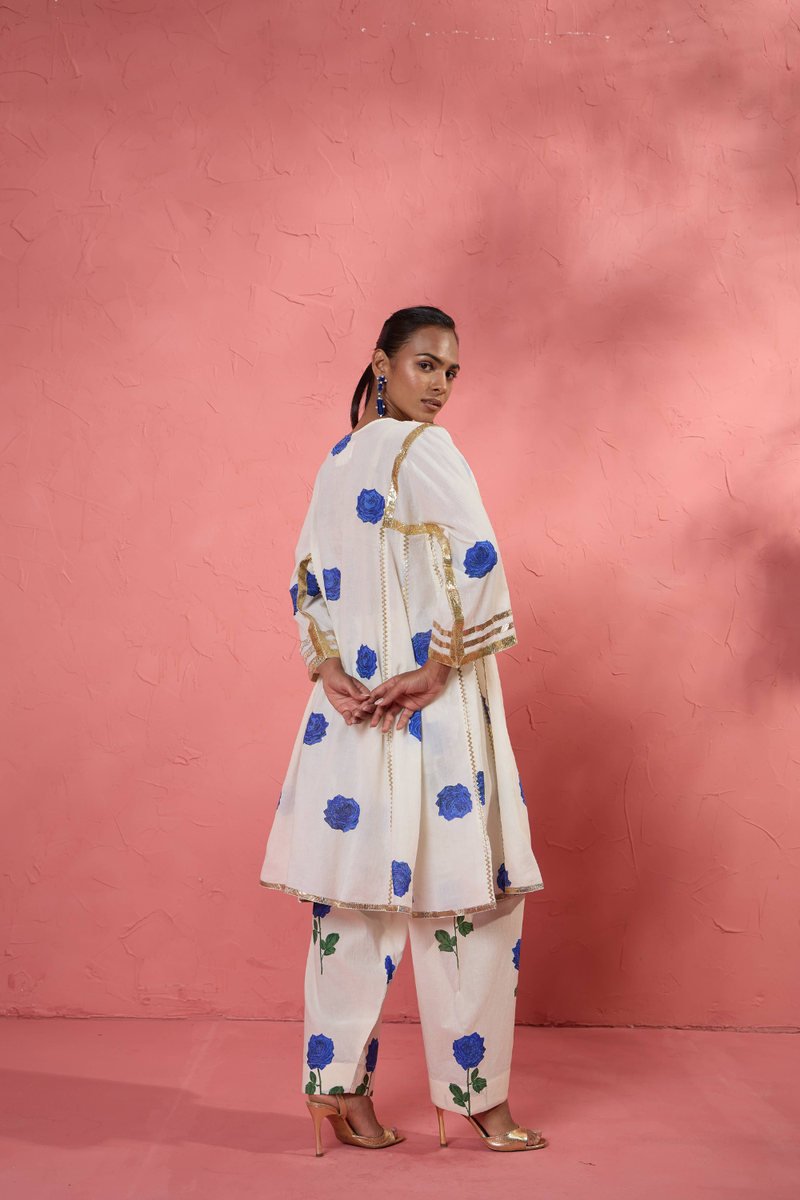 Fi Rose Gota Set cotton cambric light kurta set by AAVIDI in multicolor for women in Singapore