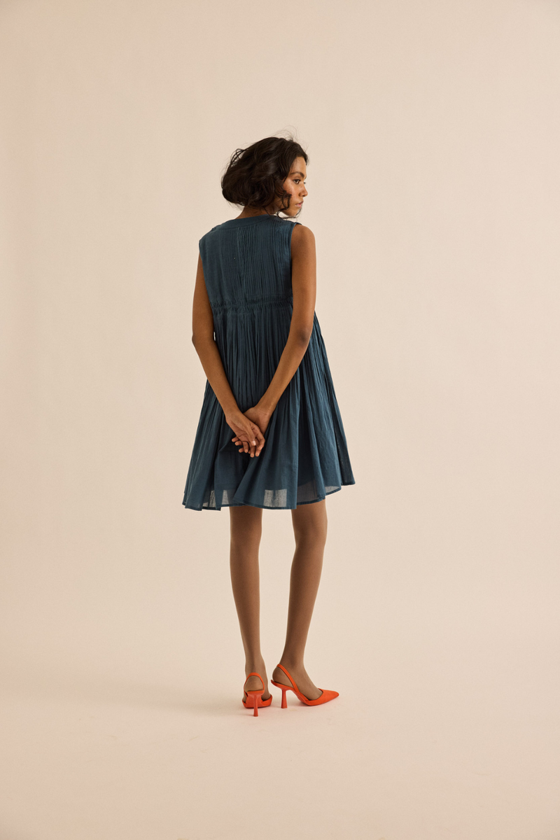 Aegean Dress mul dress by Khara Kapas in navy for women in Singapore