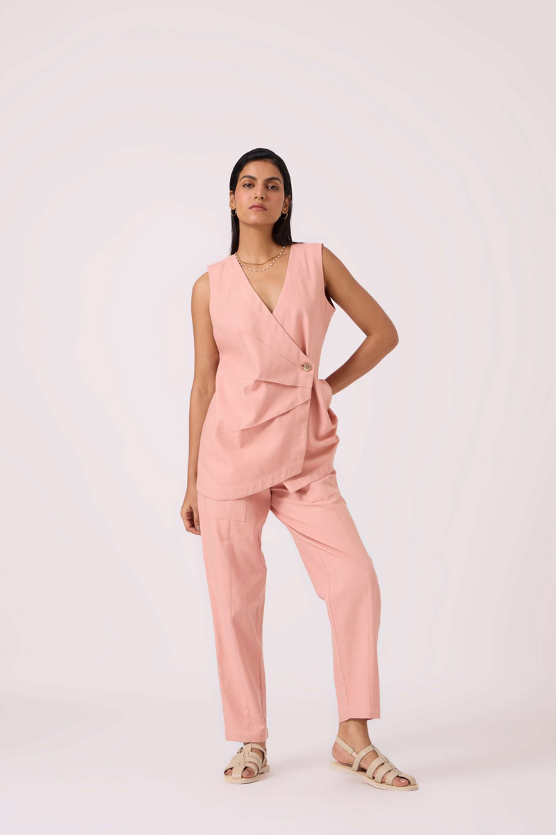 Victory Pink Handwoven Pants cotton by The Summer House in pink color for women in Singapore