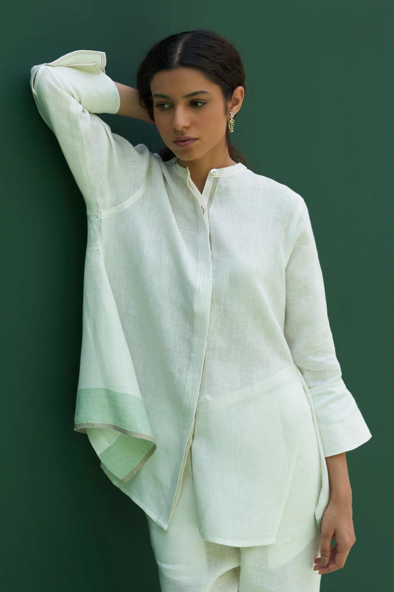 Yoshi Border Linen Co-ord Set
- Ivory linen by Manan in ivory color for women in Singapore