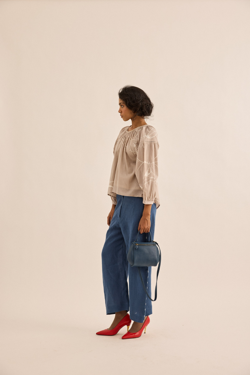 Dust Rose Top mul top/shirt by Khara Kapas in taupe for women in Singapore