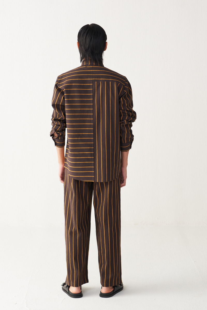FRONT PLEAT PANT by THREE Men in charcoal color for men in Singapore