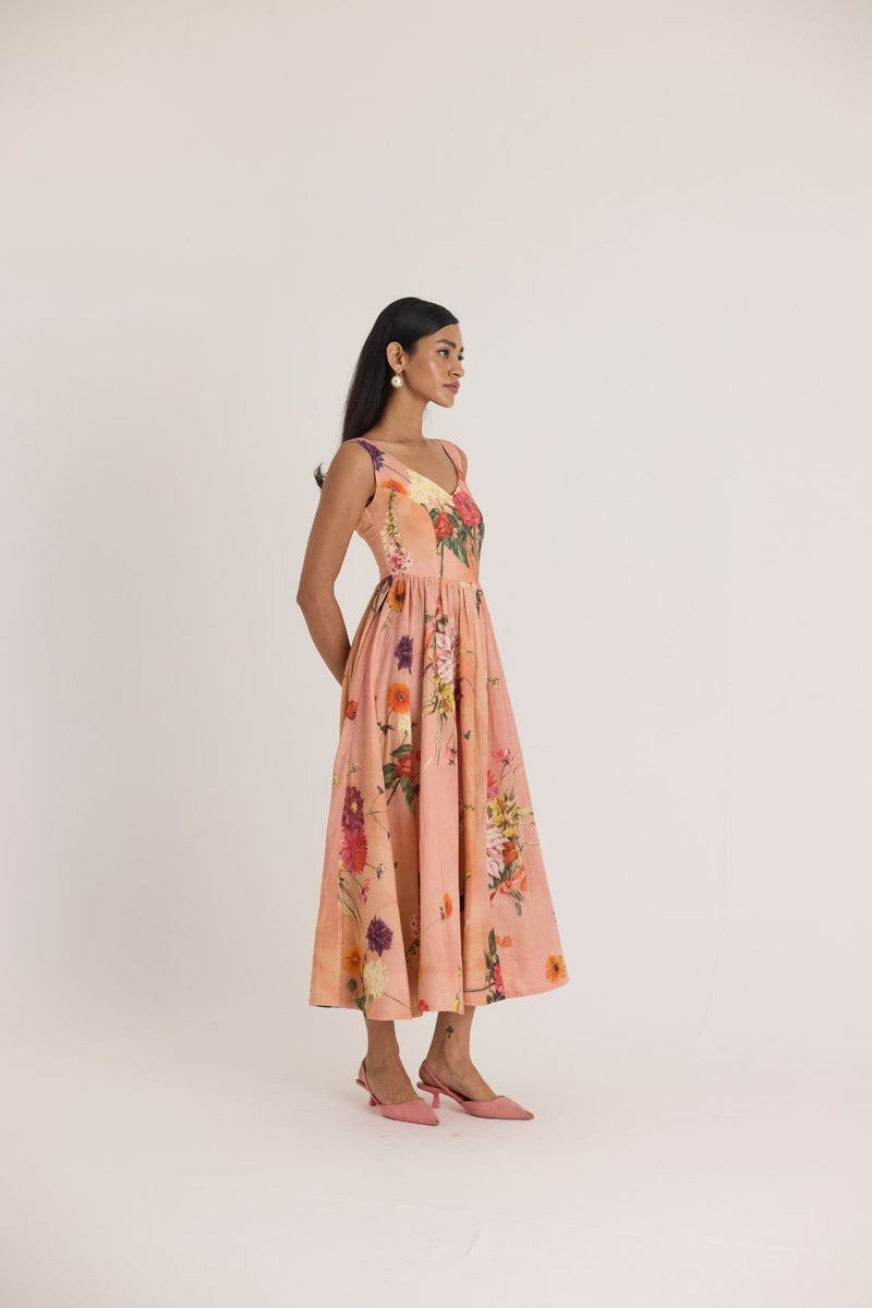 BUTTERCUP DRESS cotton by Yam in peach color for women in Singapore