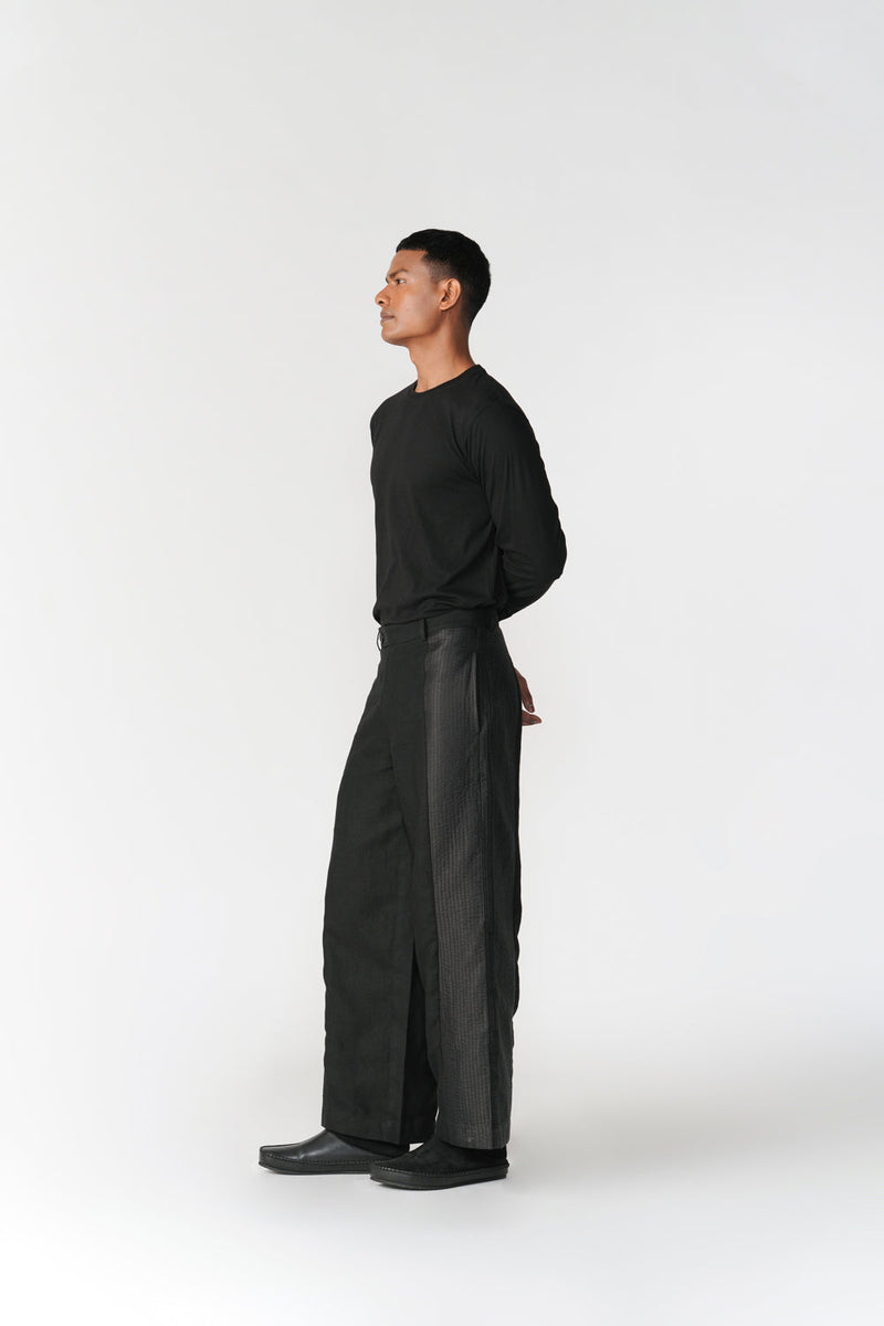 Wide-Leg Side Panel Pants pant/trouser by Turn Black in black for men in Singapore