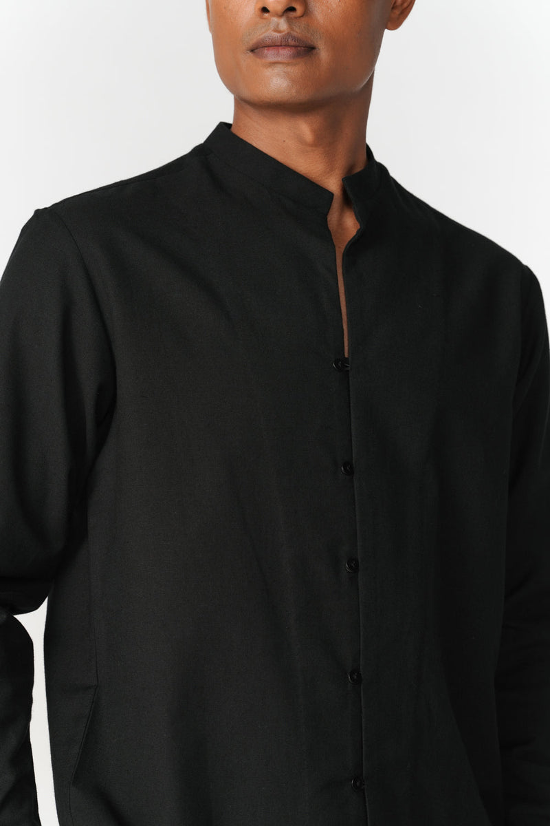 Relaxed Cotton Shirt top/shirt by Turn Black in black for men in Singapore
