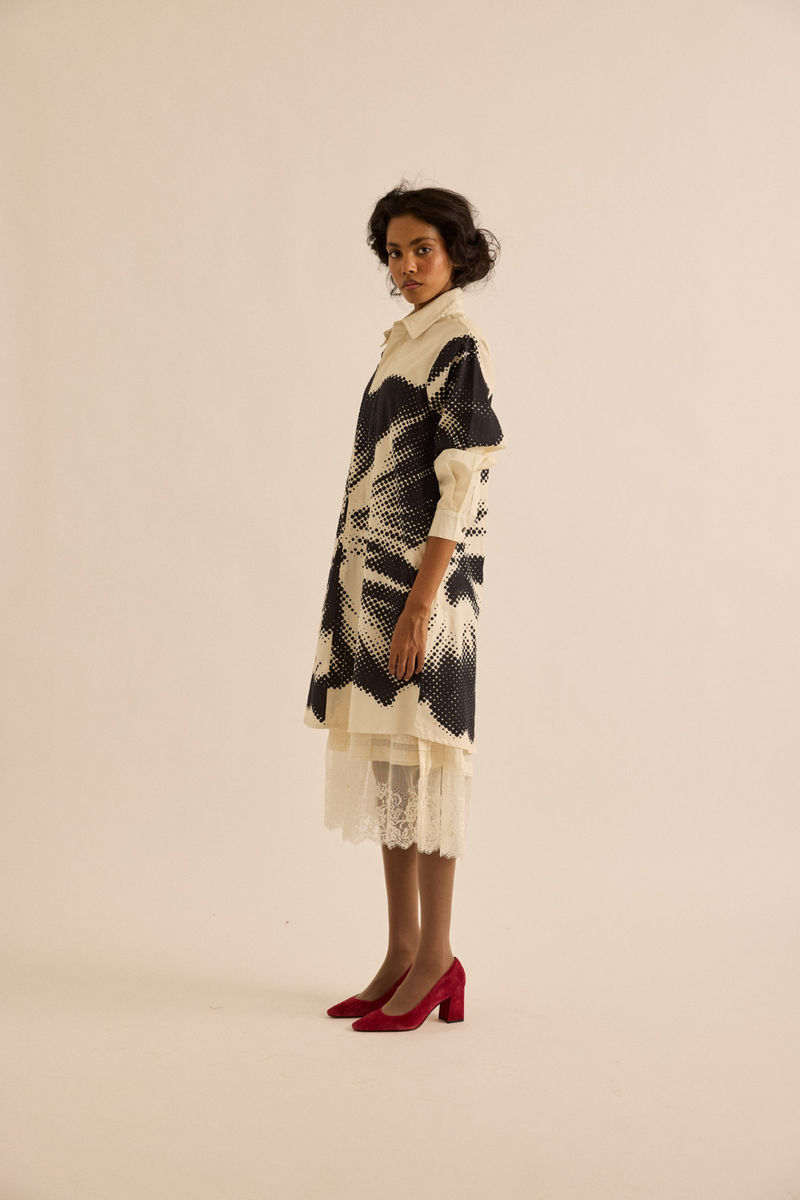 Baccara Shirt Dress poplin dress by Khara Kapas in off-white for women in Singapore