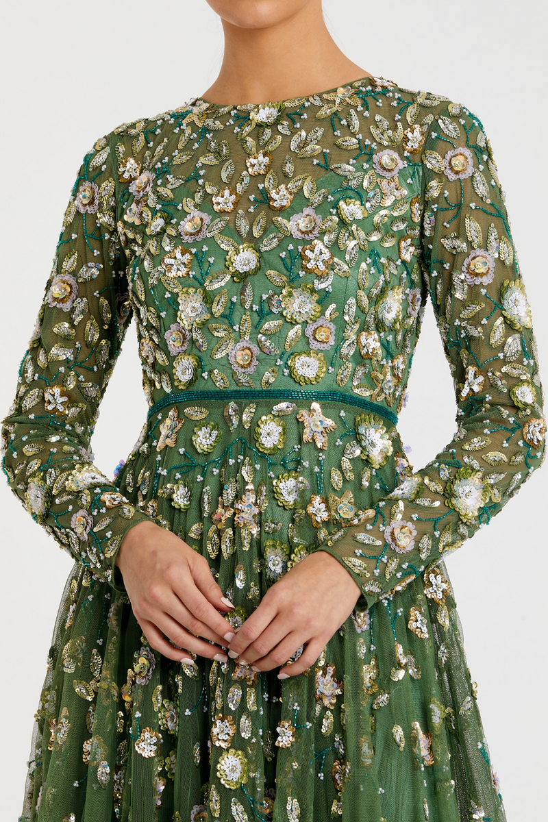 5533- A Line Gown-Sage by Mac Duggal for women in Singapore