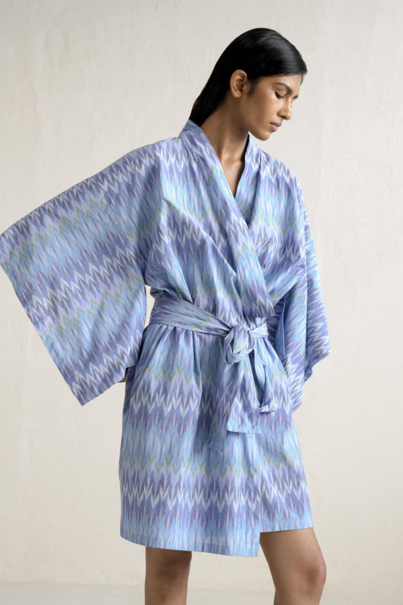 KIMO UNISEX DRESSING ROBE-BLUE 100% cotton Buy KIMO UNISEX DRESSING ROBE from C&W | Tunics And Kaftan for Women by Ituvana for women in Singapore