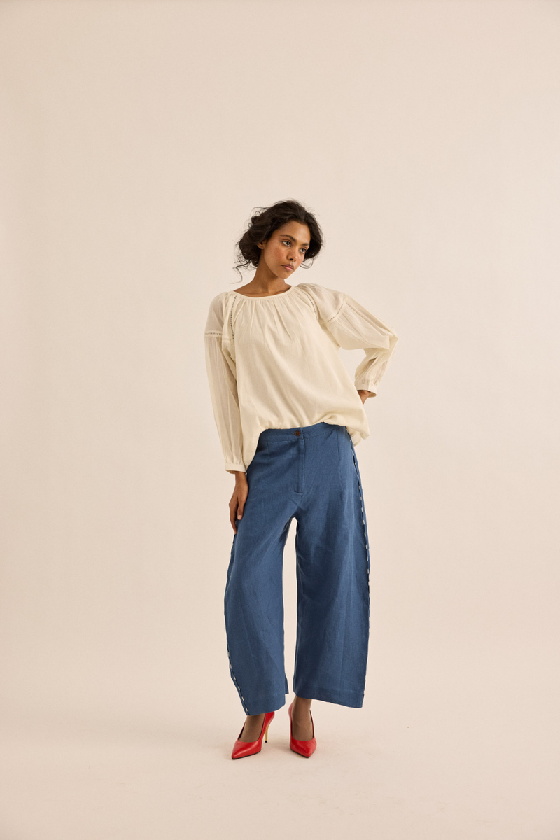 Pumice Top mul top/shirt by Khara Kapas in ivory for women in Singapore
