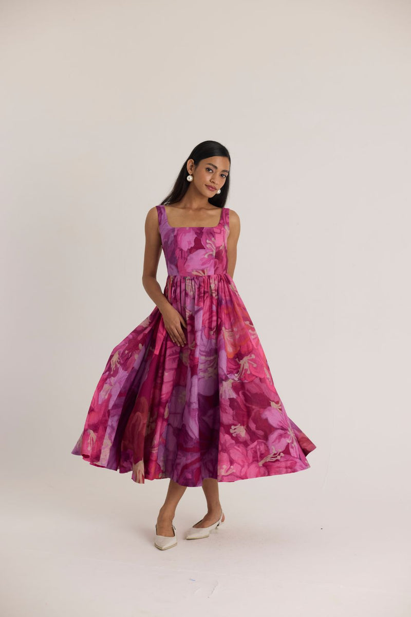 VIOLET CHERRY DRESS cotton by Yam in pink color for women in Singapore