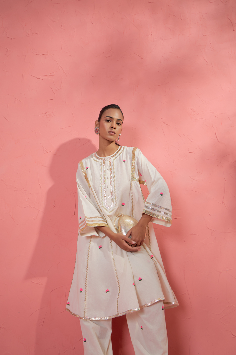 Lotus Blush Set cotton cambric light kurta set by AAVIDI in multicolor for women in Singapore
