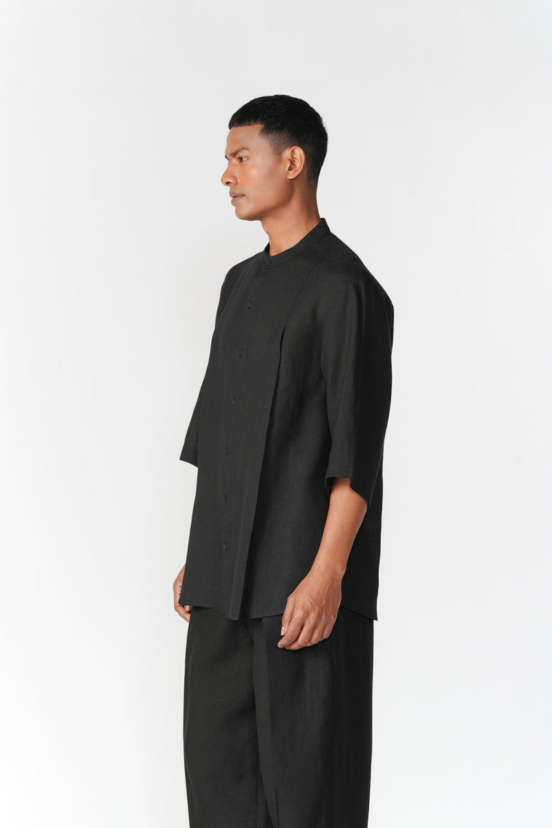 Double Pleat Shirt top/shirt by Turn Black in black for men in Singapore