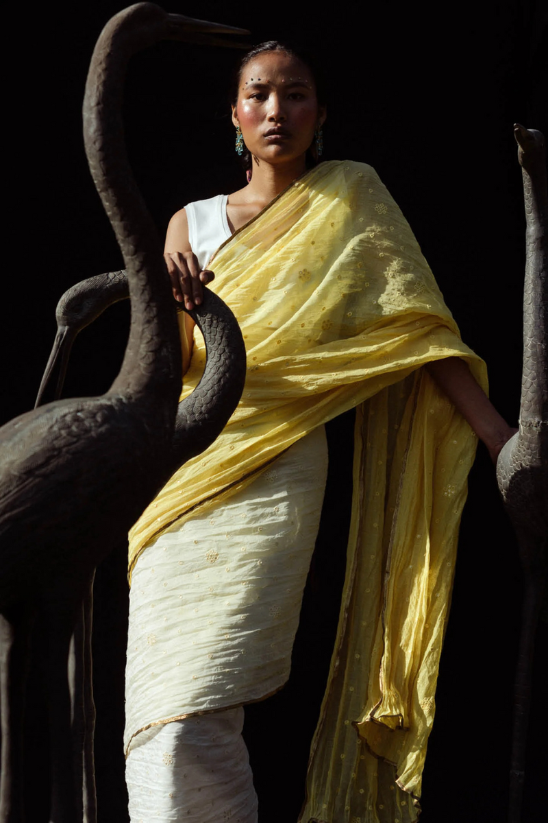 NAVA SHADED SARI DRESS 100% cotton Buy NAVA SHADED SARI DRESS from C&W | Dresses for Women by Ituvana in white color for women in Singapore