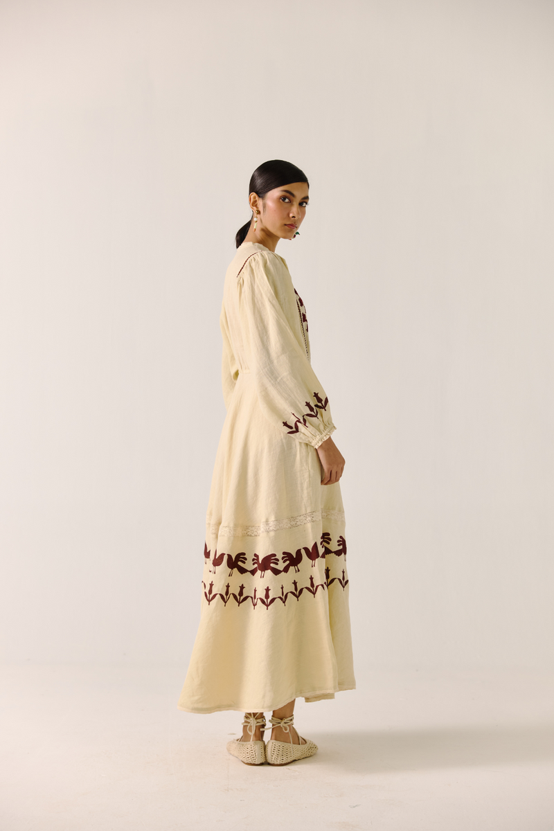 Emma Dress - Ivory linen by CORD in ivory for women in Singapore