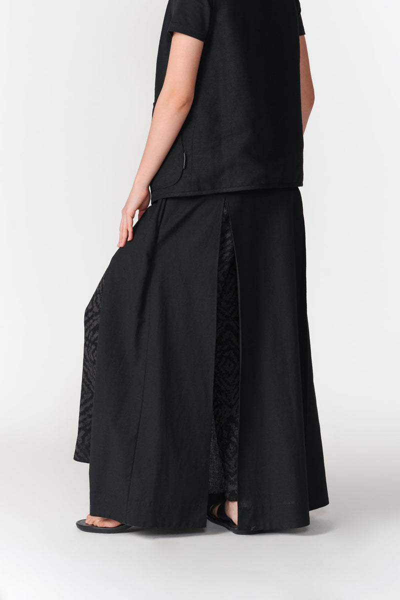 Chenille Layered Skirt Pants pant/trouser by Turn Black in black for women in Singapore