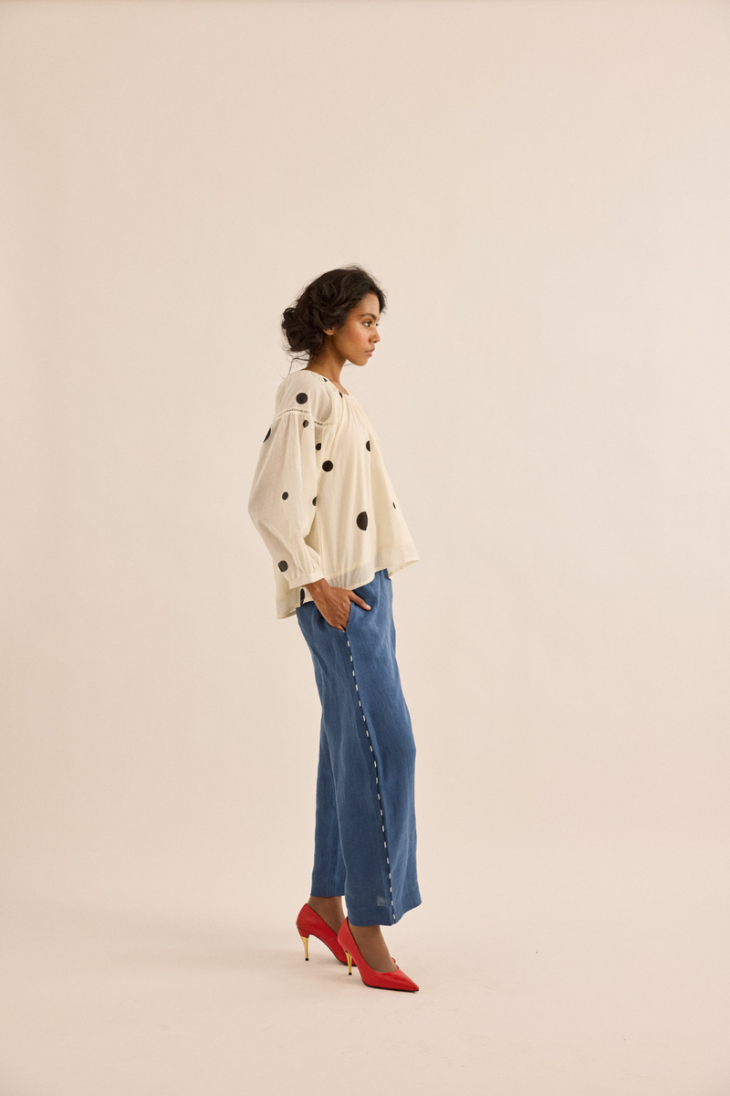 Snowdot Top mul top/shirt by Khara Kapas in ivory for women in Singapore