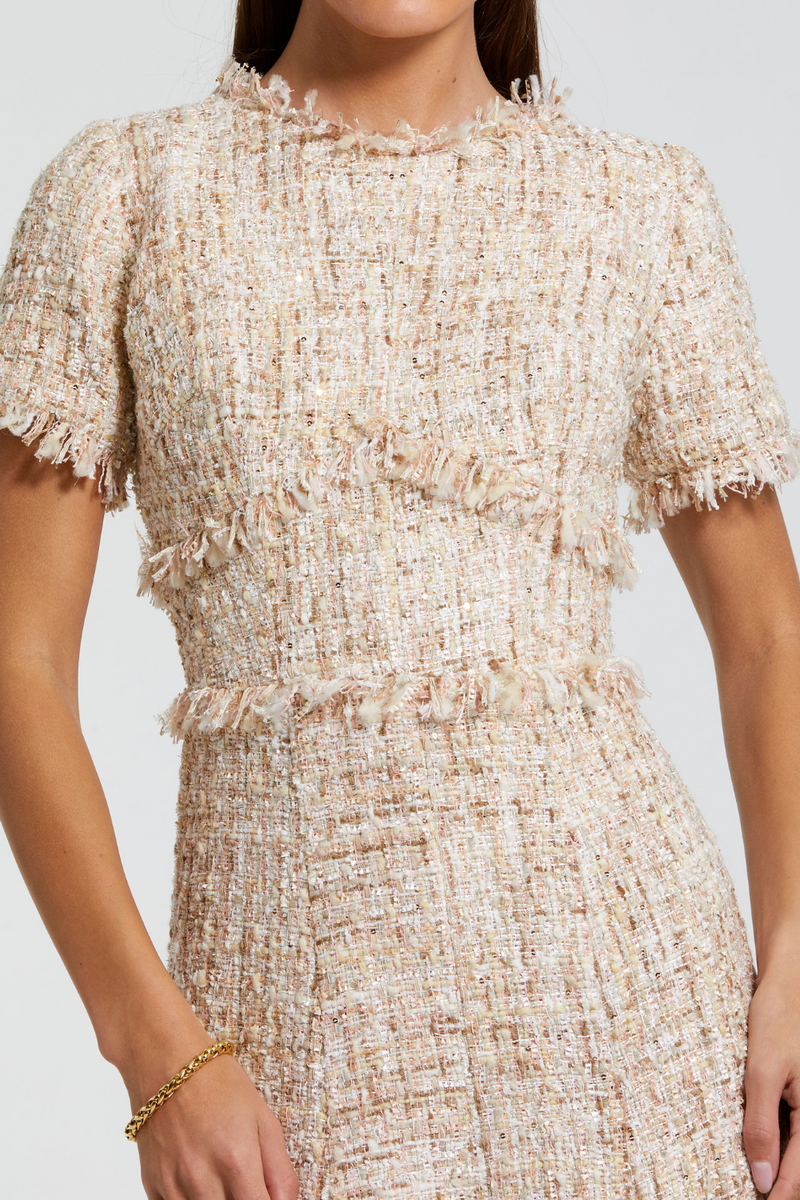 21045-Aline Midi Dress-Blush by Mac Duggal in blush color for women in Singapore