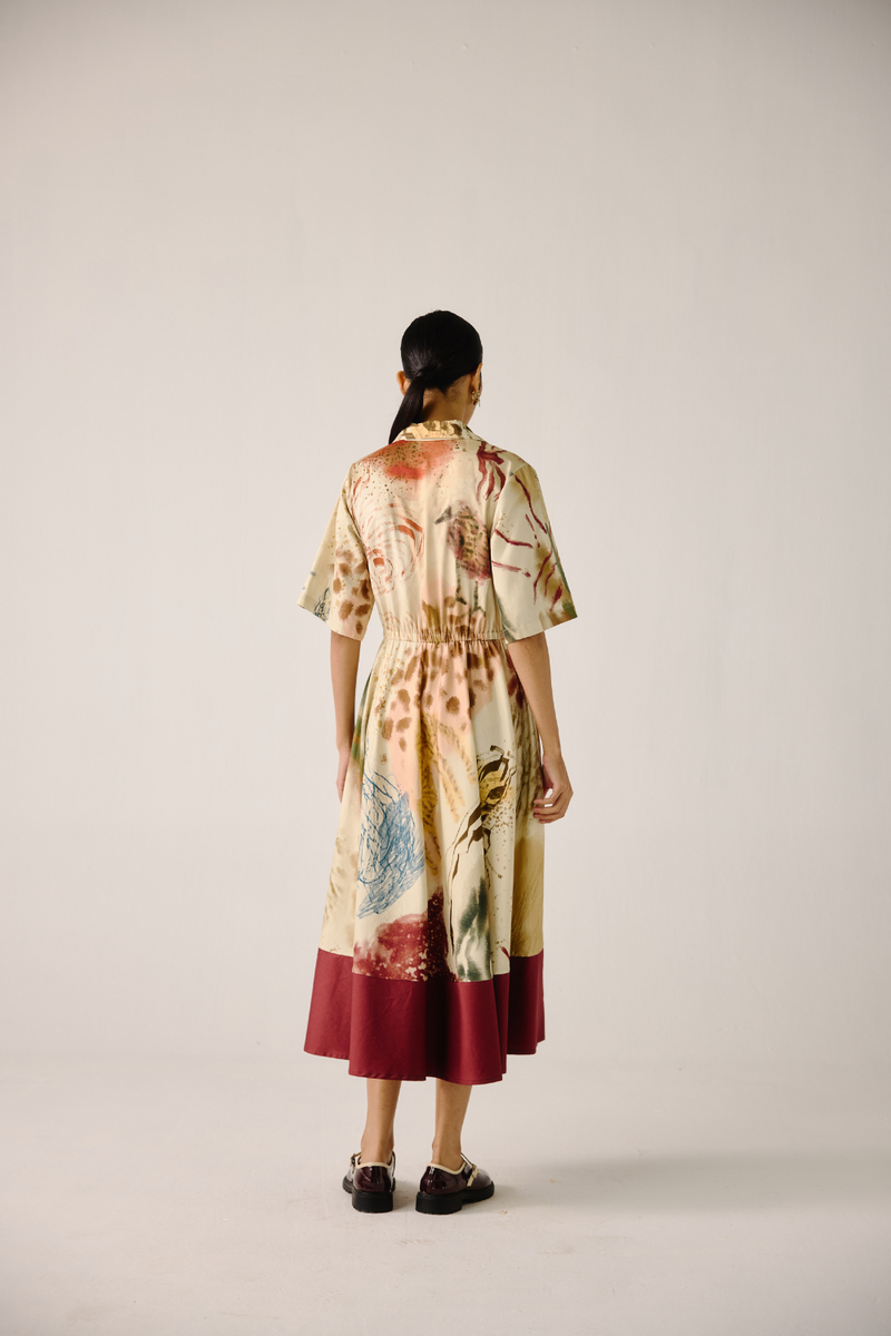 Print Blocked Dress - Abstract cotton by CORD for women in Singapore