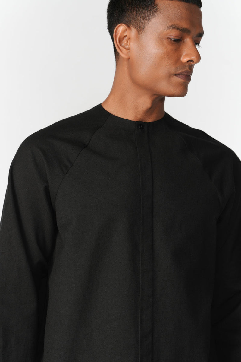 Raglan Shirt top/shirt by Turn Black in black for men in Singapore