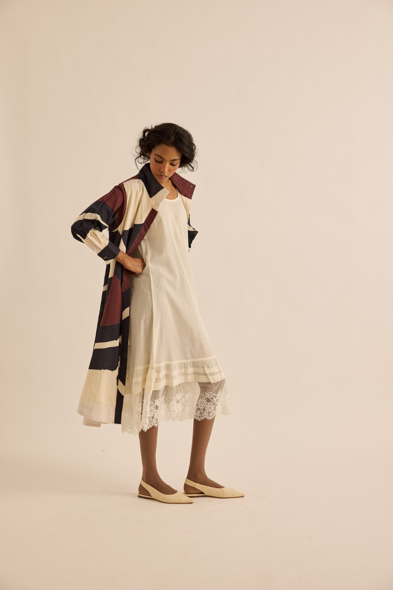 Aeris Lace Slip mul top/shirt by Khara Kapas in off-white for women in Singapore