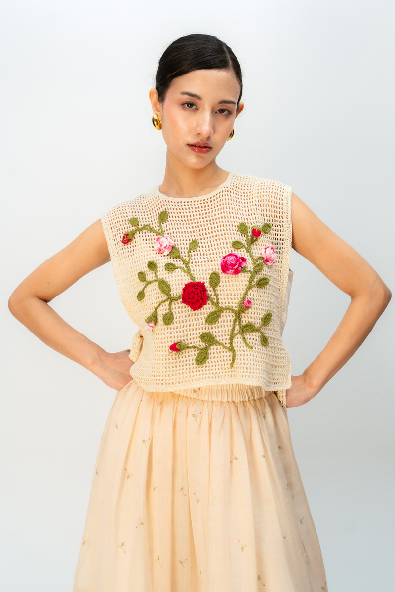ROSY PAUSE BIB cotton jacket/overlay by Ode to Odd in off white for women in Singapore