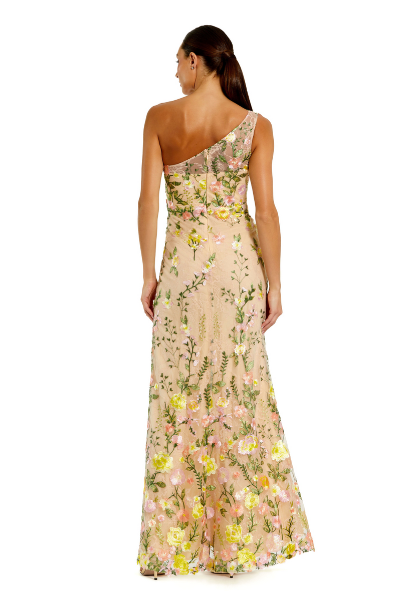 68606-Floral Embroidered Gown-Yellow Multi mul by Mac Duggal in yellow color for women in Singapore