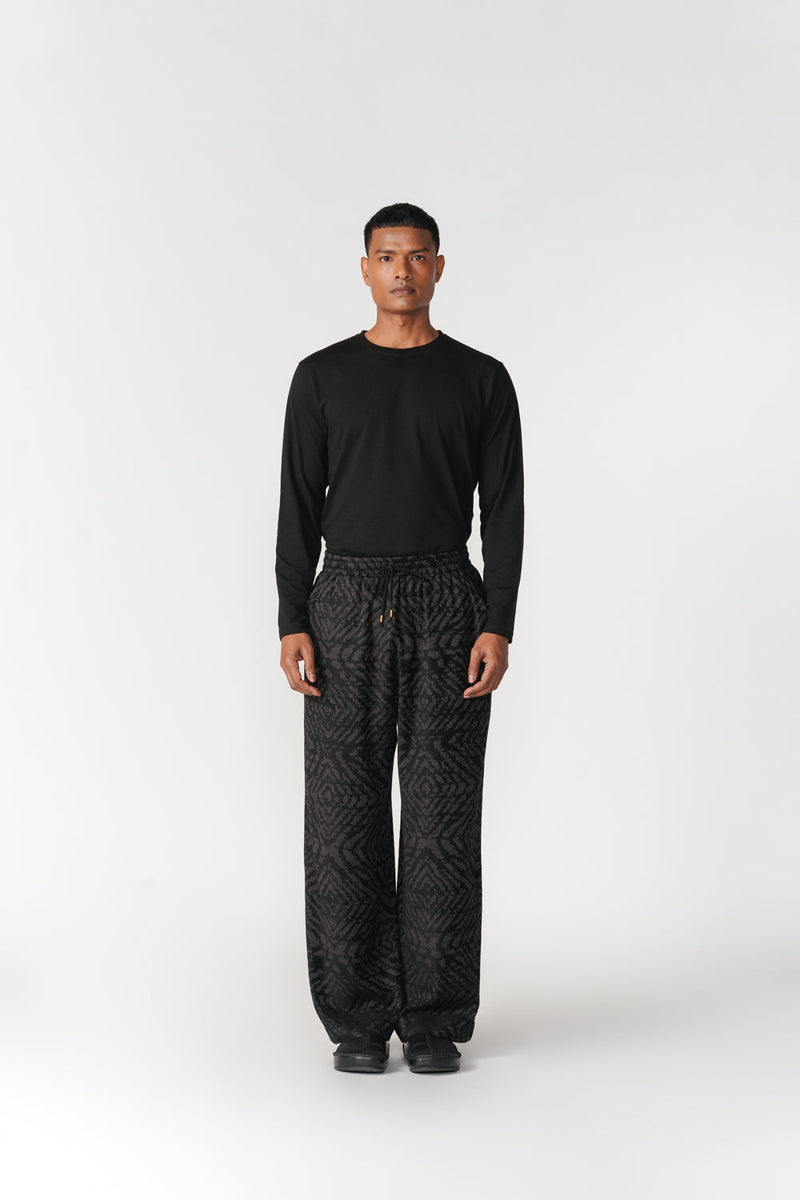 Jacquard Lounge Pants pant/trouser by Turn Black in black for men in Singapore