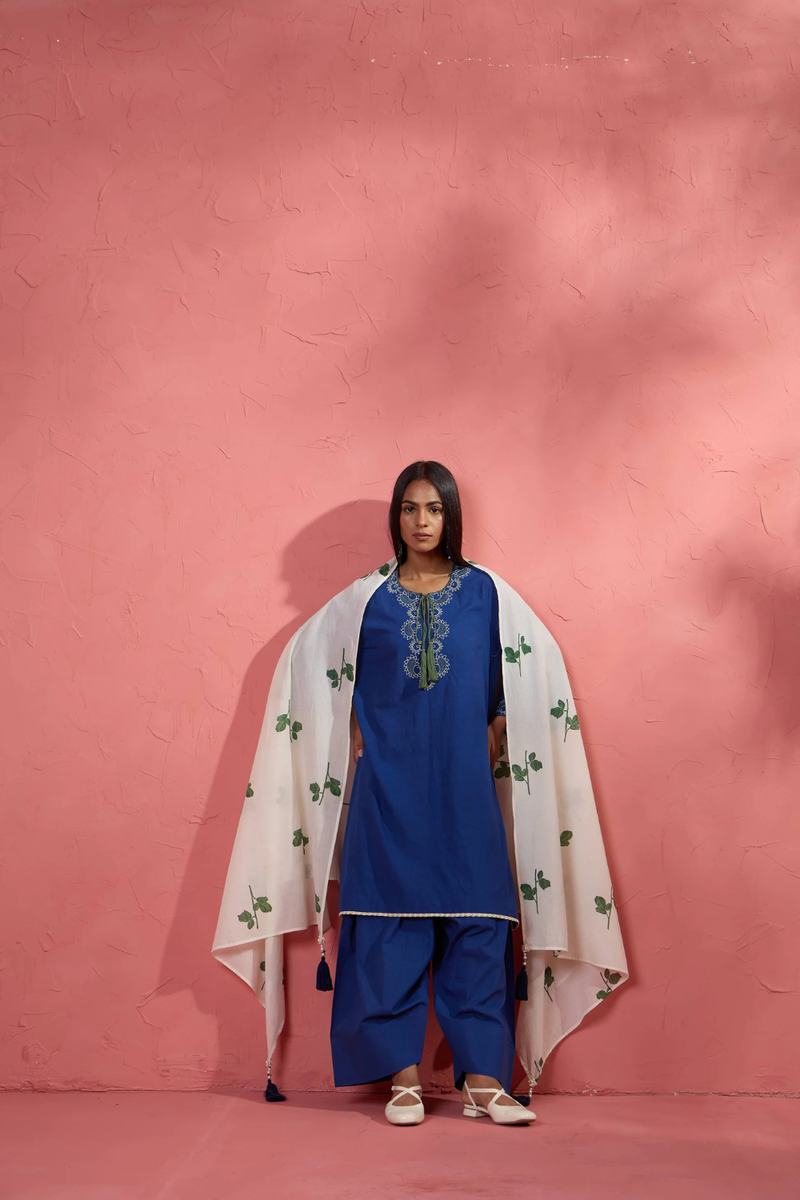 Leaf Dupatta cotton cambric dupatta by AAVIDI for women in Singapore