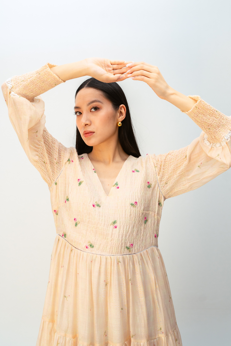 CHERRY CHECKS DRESS mul dress by Ode to Odd in blush pink for women in Singapore