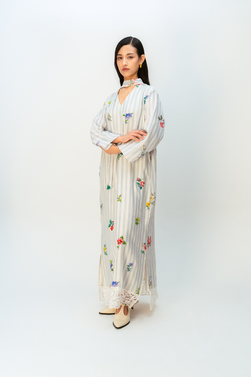 SWEETHEART DRESS linen dress by Ode to Odd in blue for women in Singapore