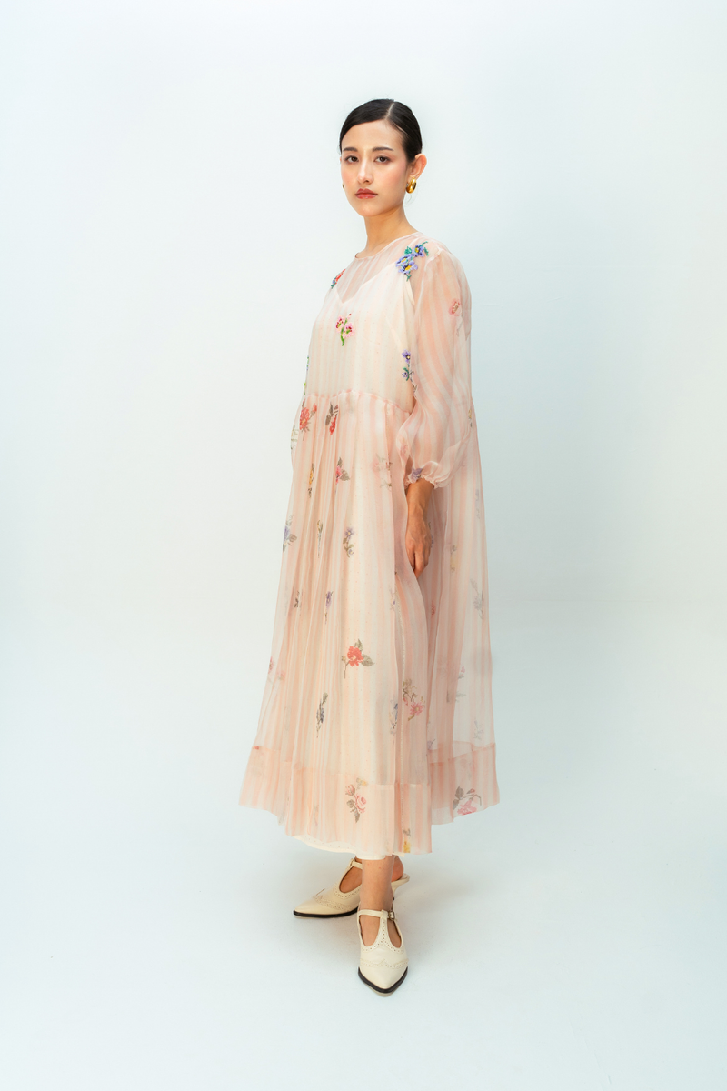BARELY BLUSH DRESS silk organza dress by Ode to Odd in blush pink for women in Singapore