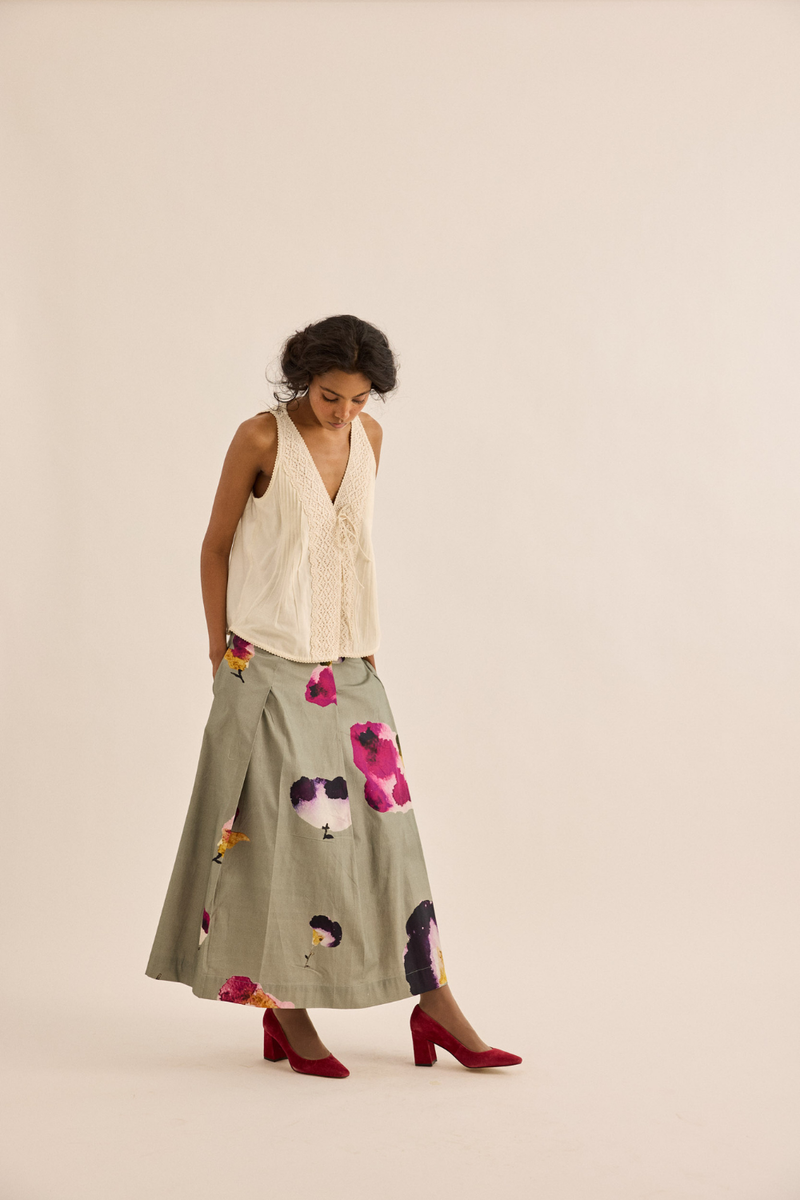White Thistle Top mul top/shirt by Khara Kapas in ivory for women in Singapore