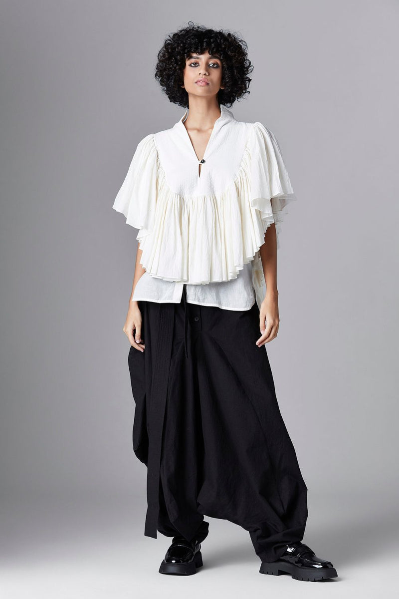 CRESCENT SHIRT cotton Tops and Shirts by Chola in white color for women in Singapore