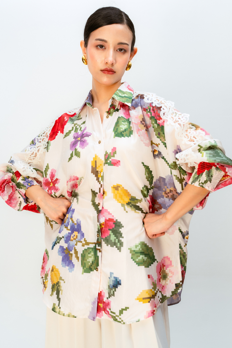LILAC DRIFT SHIRT silk top/shirt by Ode to Odd in multi for women in Singapore