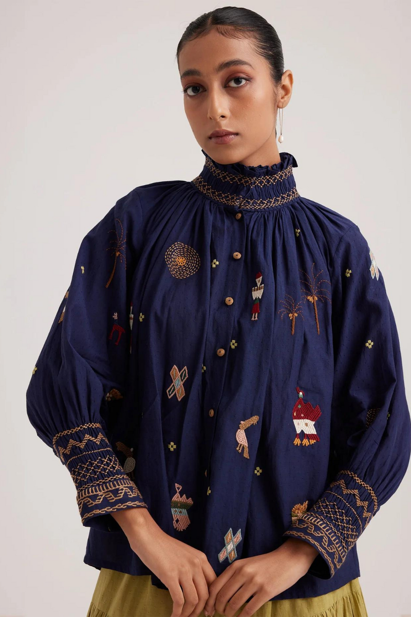 Farmer Top-Folk Ink cotton by CORD for women in Singapore