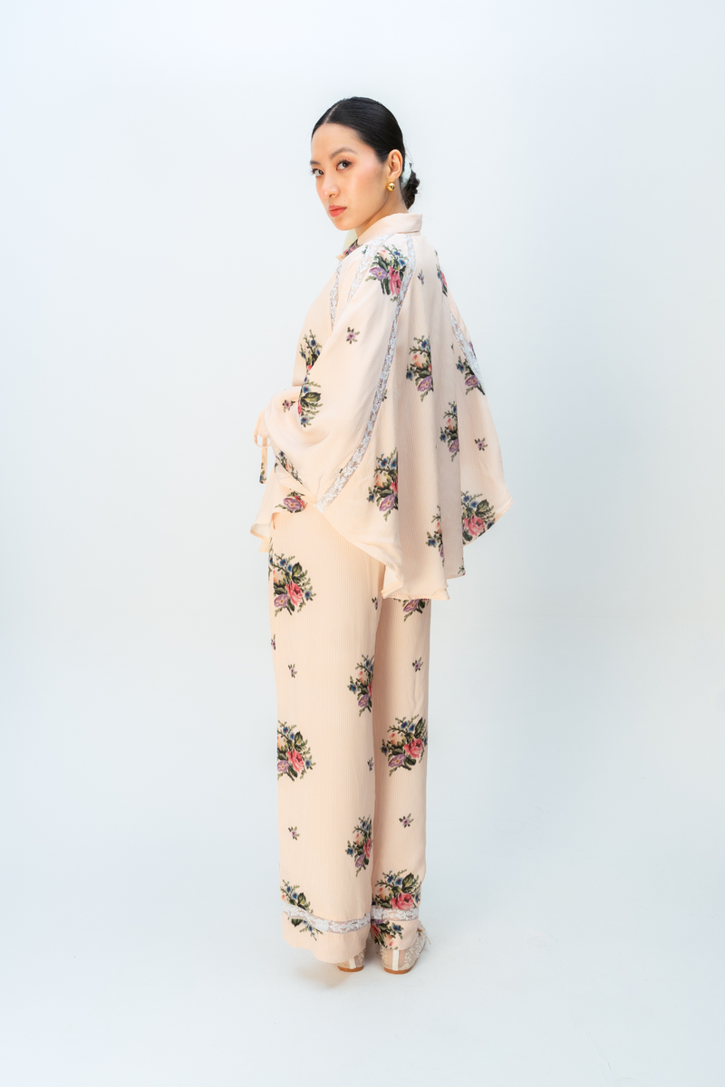 RAW ROMANCE CO-ORD SET crepe co-ord set by Ode to Odd in blush pink for women in Singapore