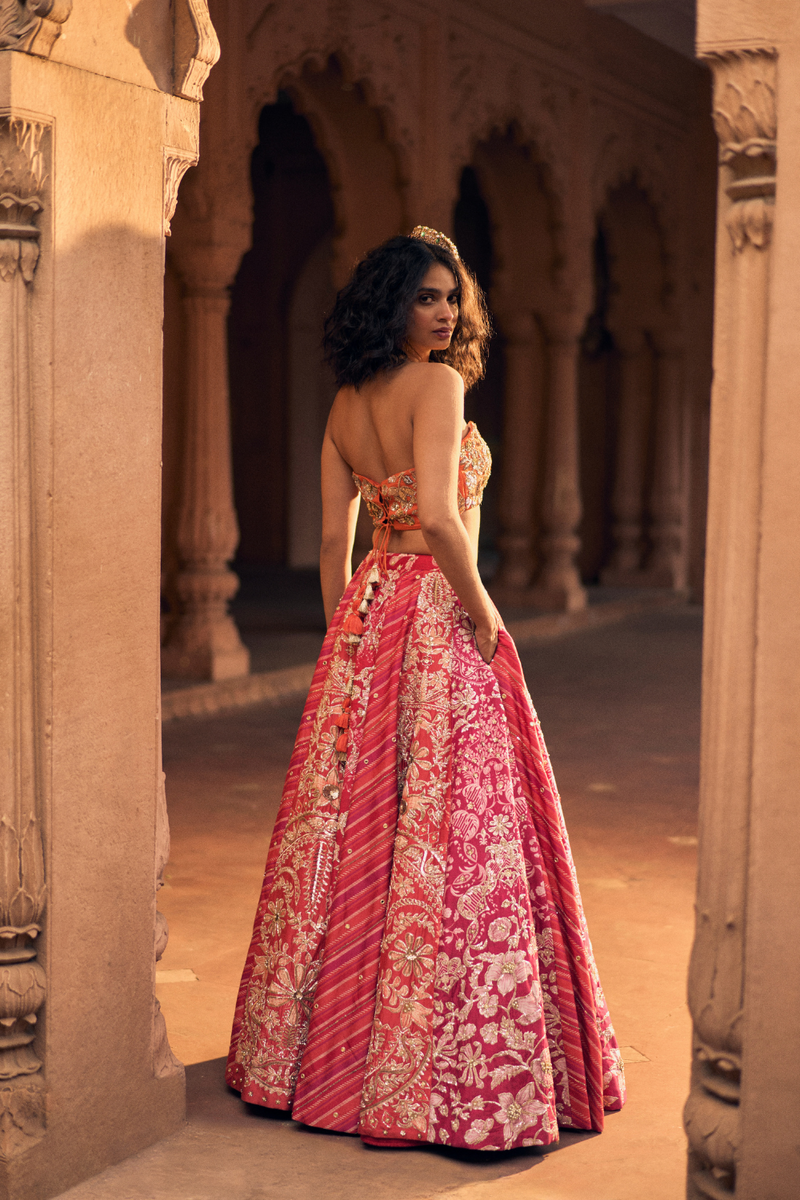 PH-2480 
Bustier
Lehenga 
Dupatta Set by Paulmi & Harsh for women in Singapore