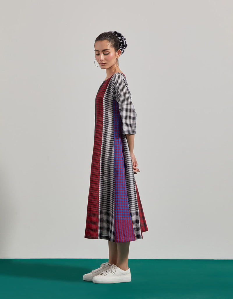 Ruella 16 Panelled Dress gamcha dress by 145 East in black ,maroon for women in Singapore