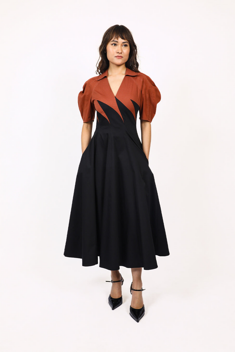 Yacht Dress-Black & Brown 100% cotton Buy Yacht Dress-Black & Brown from C&W | Dresses for Women by Leh Studios in multi color for women in Singapore
