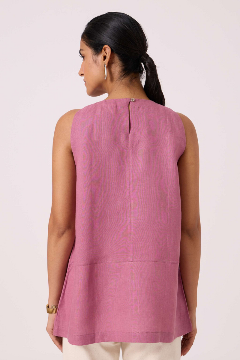 Eyre Lilac Linen Top linen by The Summer House in mauve color for women in Singapore