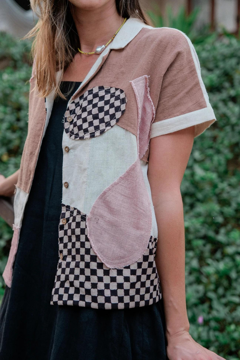 Boro-boro Shirt-MultiColor 100% cotton by World of Crow in multi color for women in Singapore