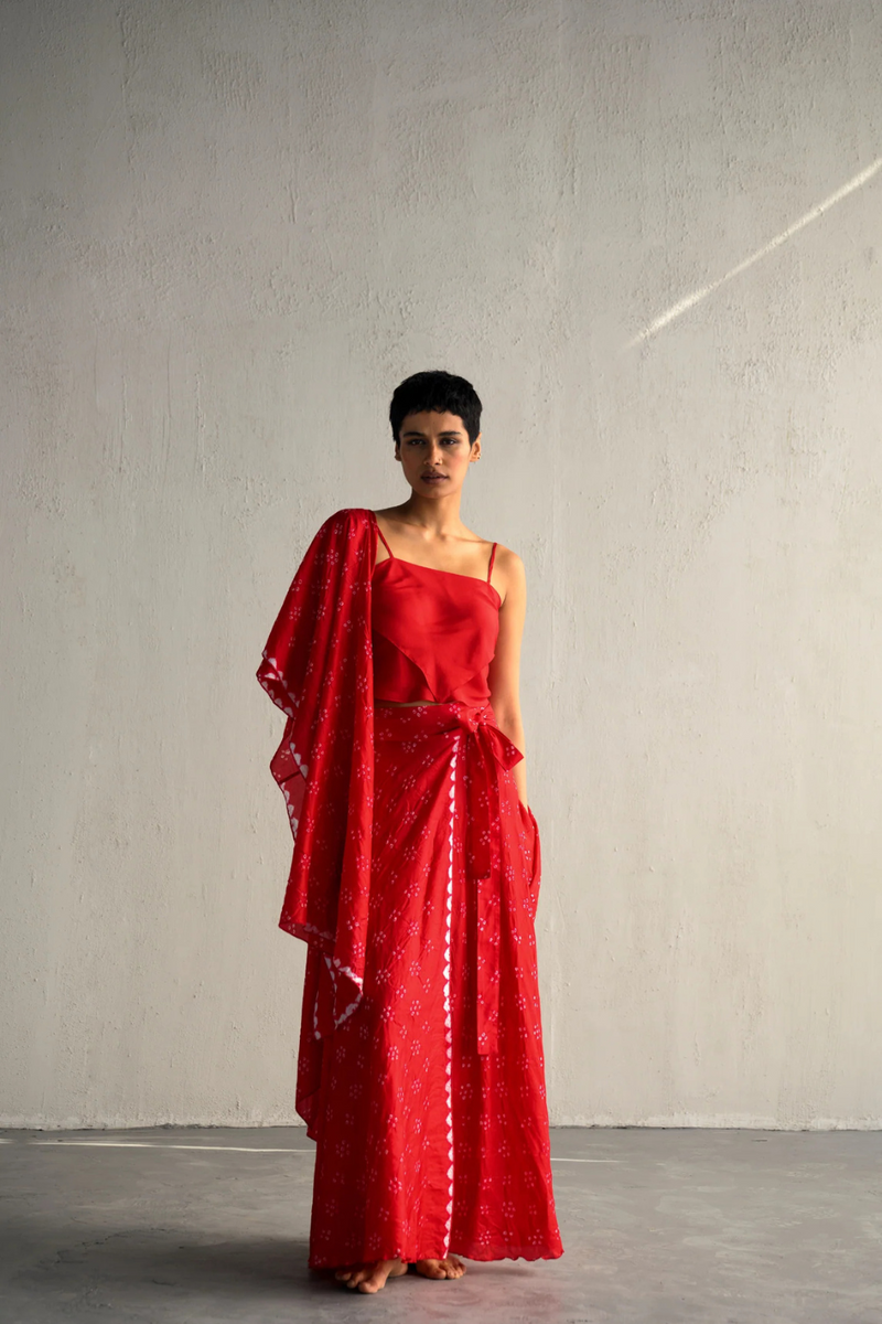 SERENA BANDHANI SKIRT & JACKET silk Buy SERENA BANDHANI SKIRT & JACKET from C&W | Co-Ord Sets for Women by Ituvana for women in Singapore