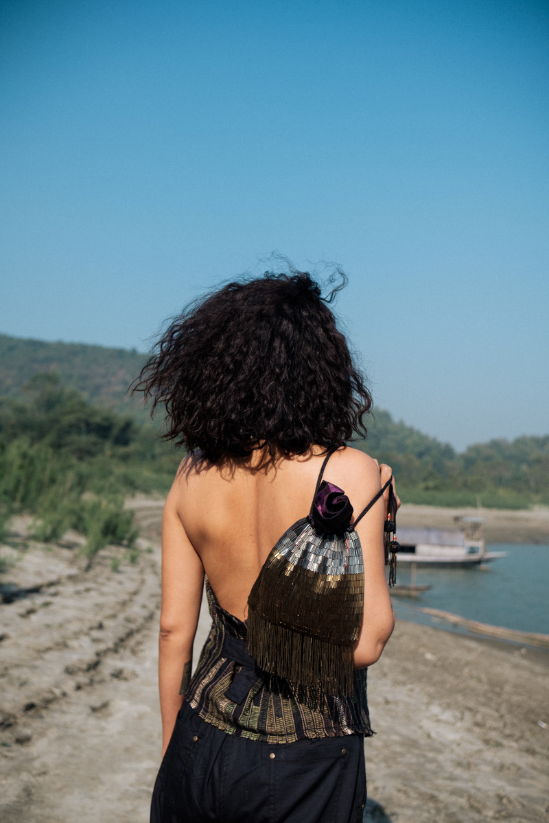 Upcycled Country Vest - Green cotton by The Terra Tribe in green color for women in Singapore