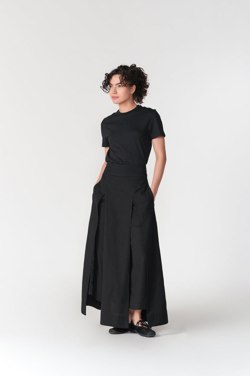 Layered Skirt Trouser pant/trouser by Turn Black in black for women in Singapore