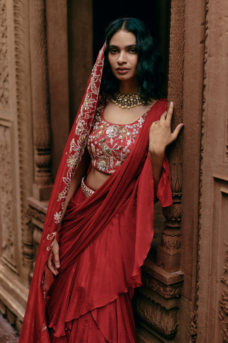 PH-2476 Saree Blouse Belt Set by Paulmi & Harsh for women in Singapore