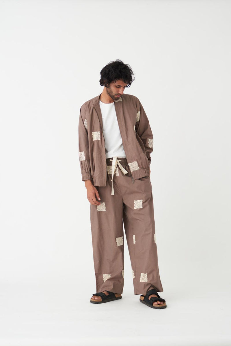 EMB. DRAWSTRING PANT - CEDAR poplin by THREE Men for men in Singapore