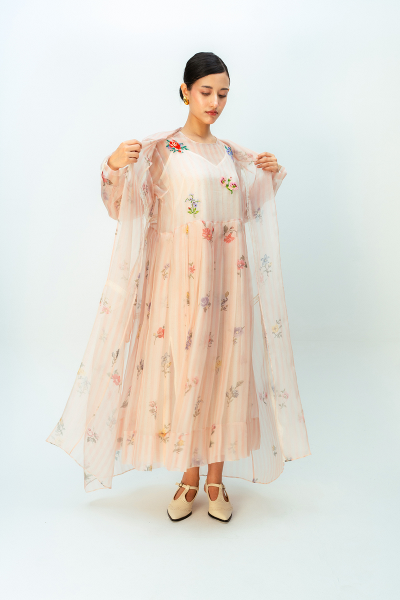 SUNLIT MEADOW TRENCH silk organza jacket/overlay by Ode to Odd in blush pink for women in Singapore