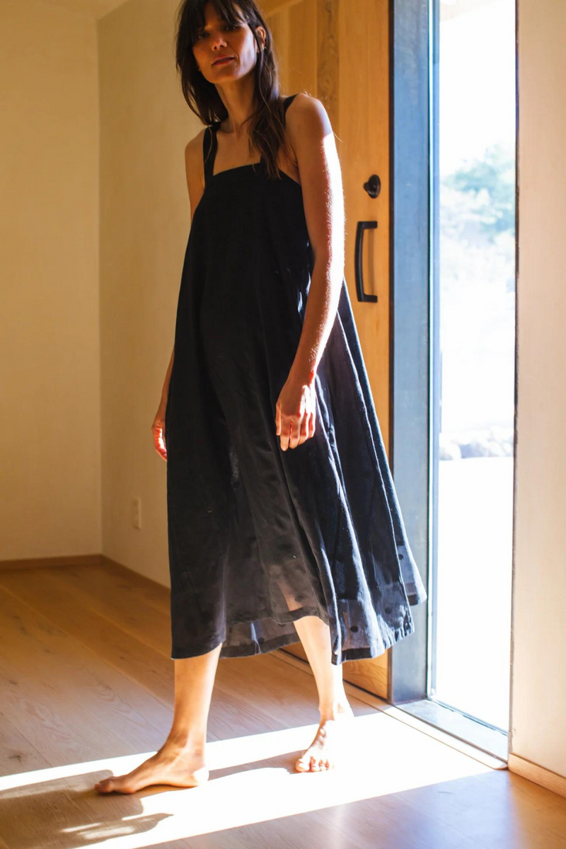 Everywhere Dress/ Vacation dress / Weekend dress-Black 100% cotton by World of Crow in black color for women in Singapore